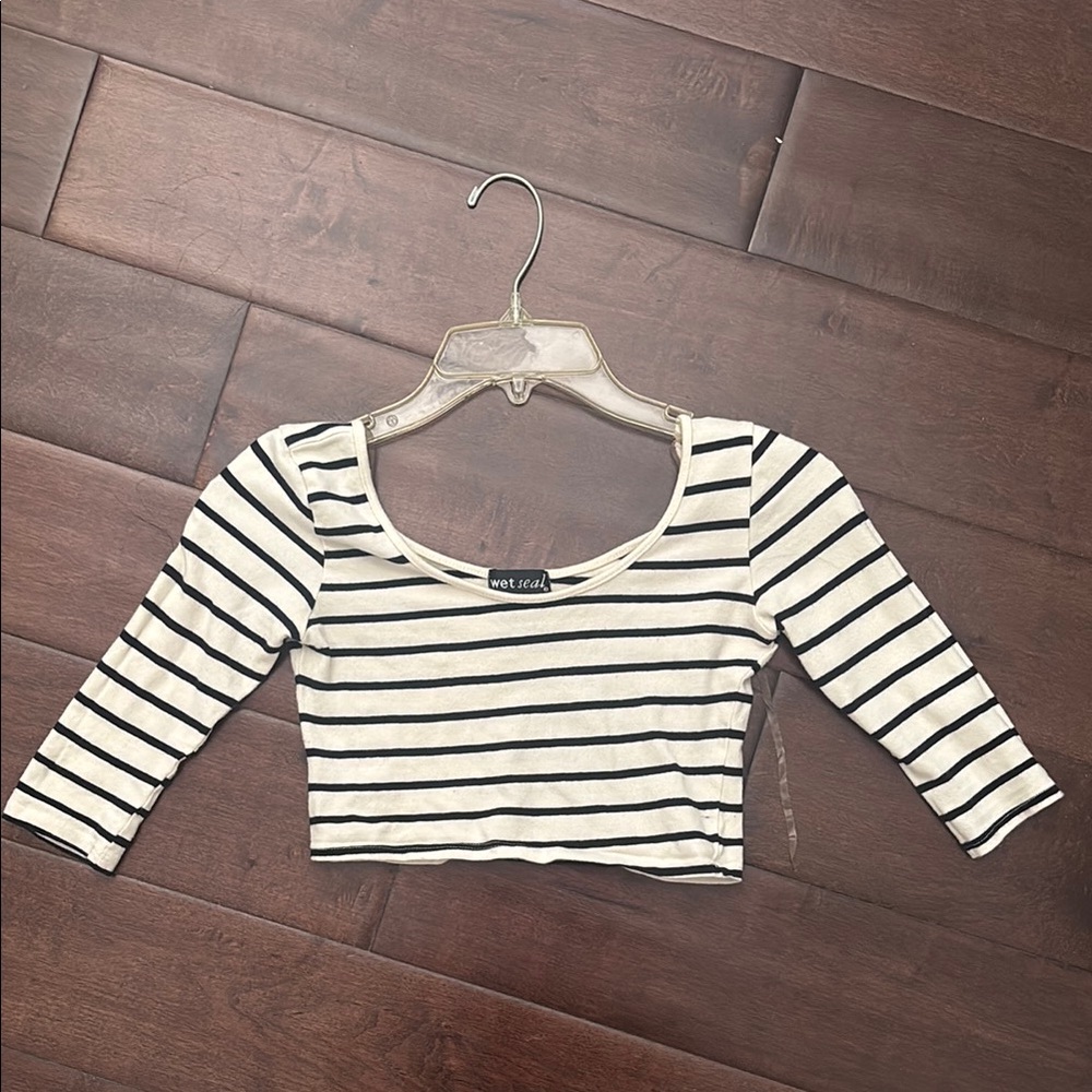 Black and White Striped Crop Top